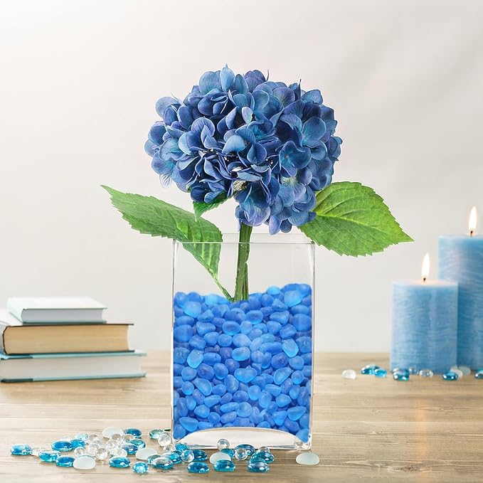 Sea Glass Stones - 0.9LB Aquamarine Blue Frosted Glass Pebbles Gemstones - Perfect for Aquarium Rocks, Fish Tank Gravel, Vase Fillers, DIY Crafts, and Home Decor