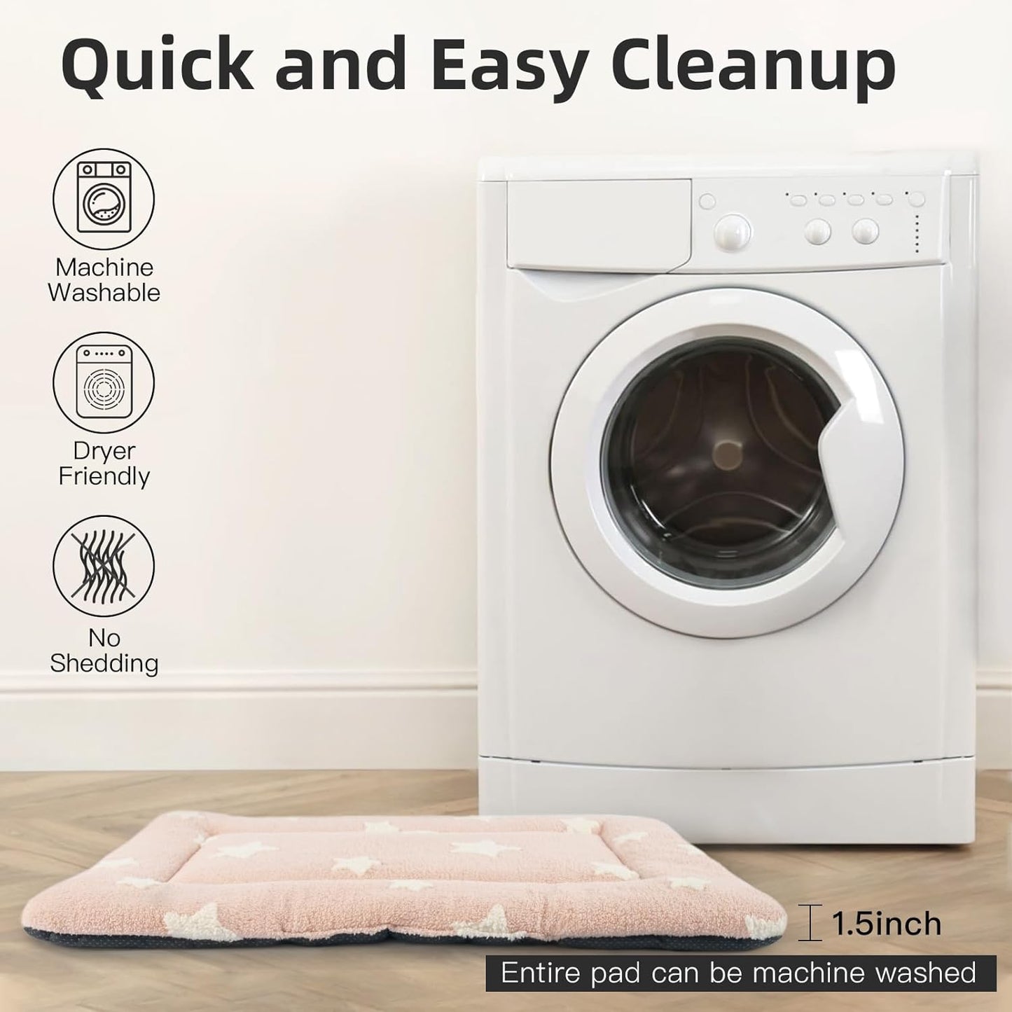 Mora Pets Cat Bed for Indoor Cats Washable Dog Crate Pad Cute Star Dog Bed Mat for Small Dogs Pet Kennel Pad for Cage Soft Flat Puppy Kitten Cushion Sleeping Anti-Slip Pink 22 x 13