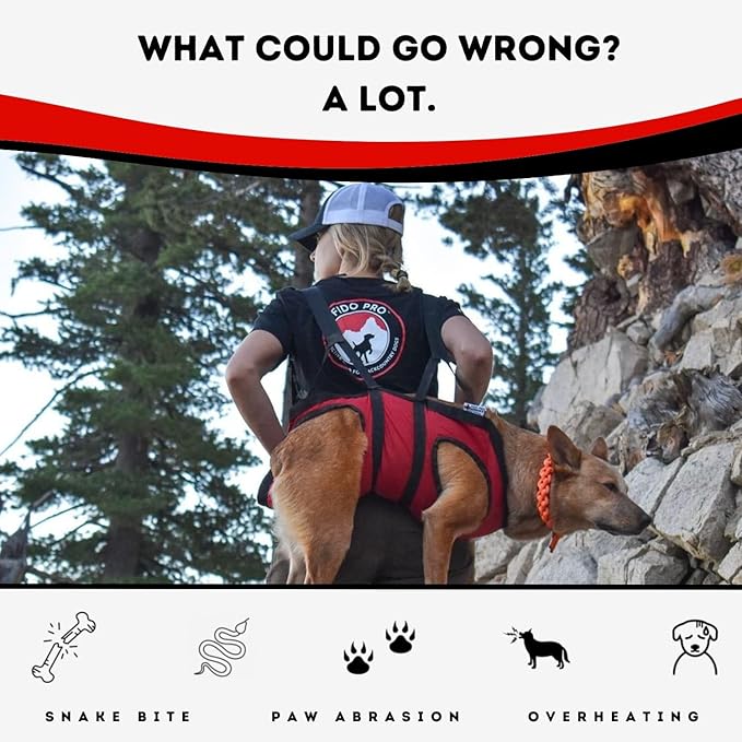 Fido Pro Airlift Emergency Dog Rescue Sling - Lightweight, Packable Dog Sling for Large Dogs with 8-Point Support System for Safe Transport - Ideal for Hiking, Skiing - Fits Dogs 45-70 lbs