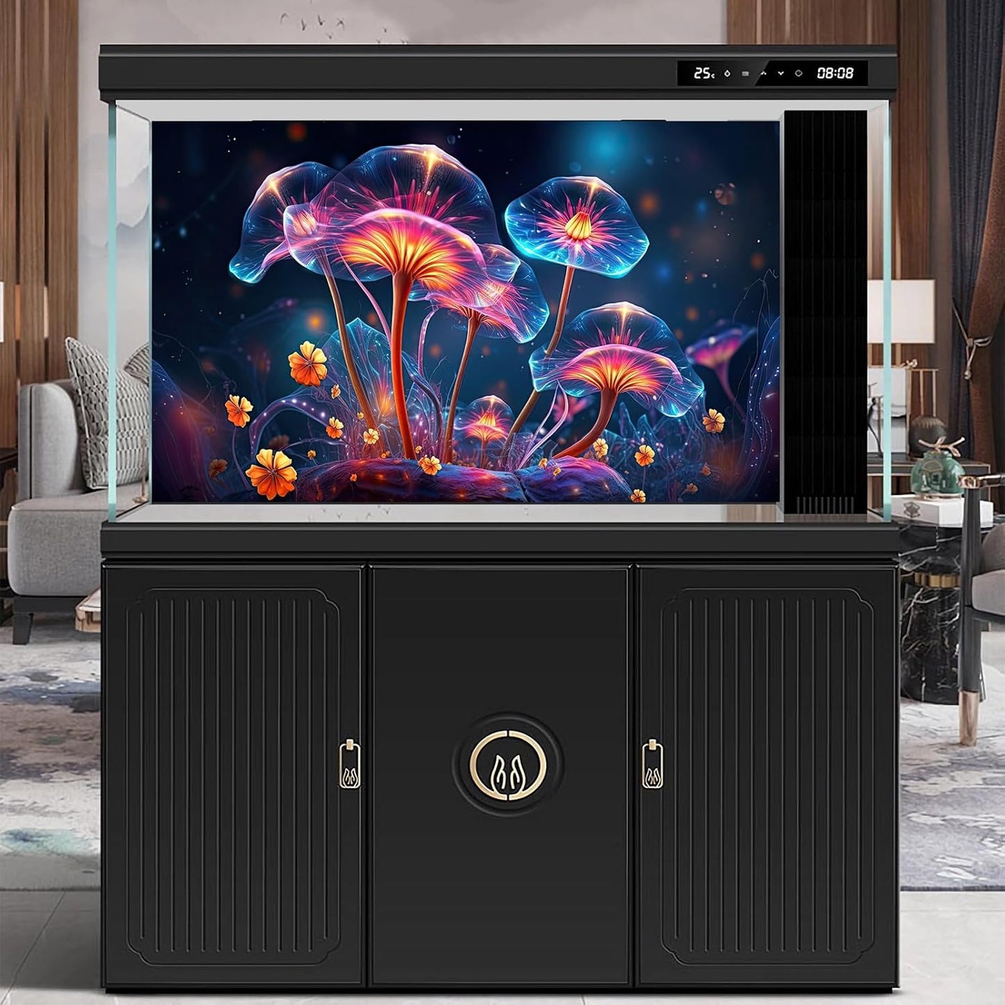 Flower Aquarium Background Modern Style Bluebell Blooming Flower Floral Design Terrarium Background Mysterious Elegant Glowing Fantasy Flower Fish Tank Backdrop Poster Decorations Vinyl 30x18in