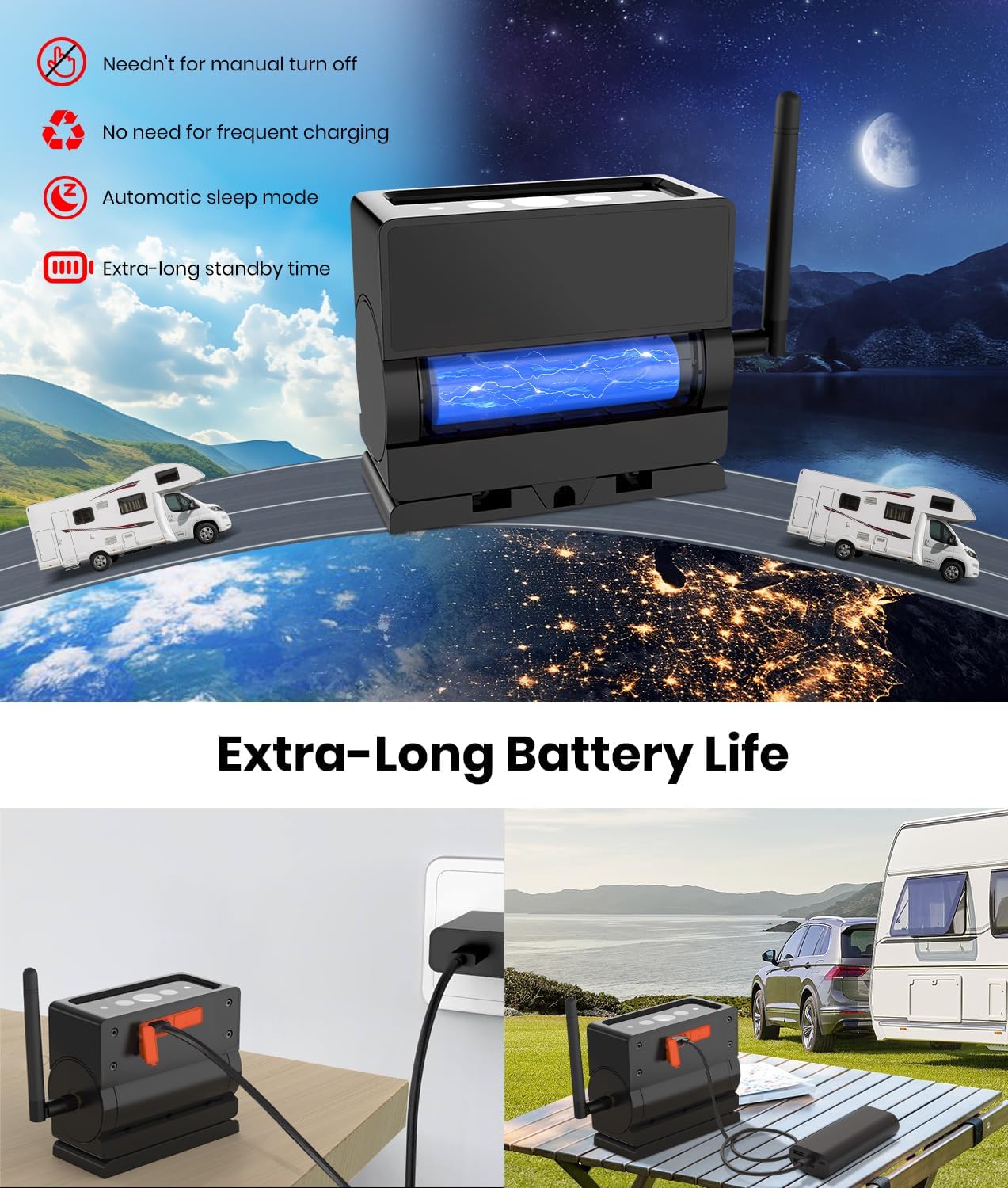 AUTO VOX Wireless Backup Camera Magnetic: 5" Portable No Wiring 1 Min Install Trailer Hitch Camera, 2-Channel HD 1080P Car Monitor & IR Night Vision Back Up Camera Systems for Truck, RV, Camper