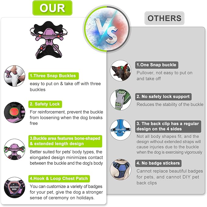 Dog Harness, Adjustable Reflective Dog Vest No Pull Dog Harness with Badge and Bow Tie for Puppy Small Medium Large Dogs