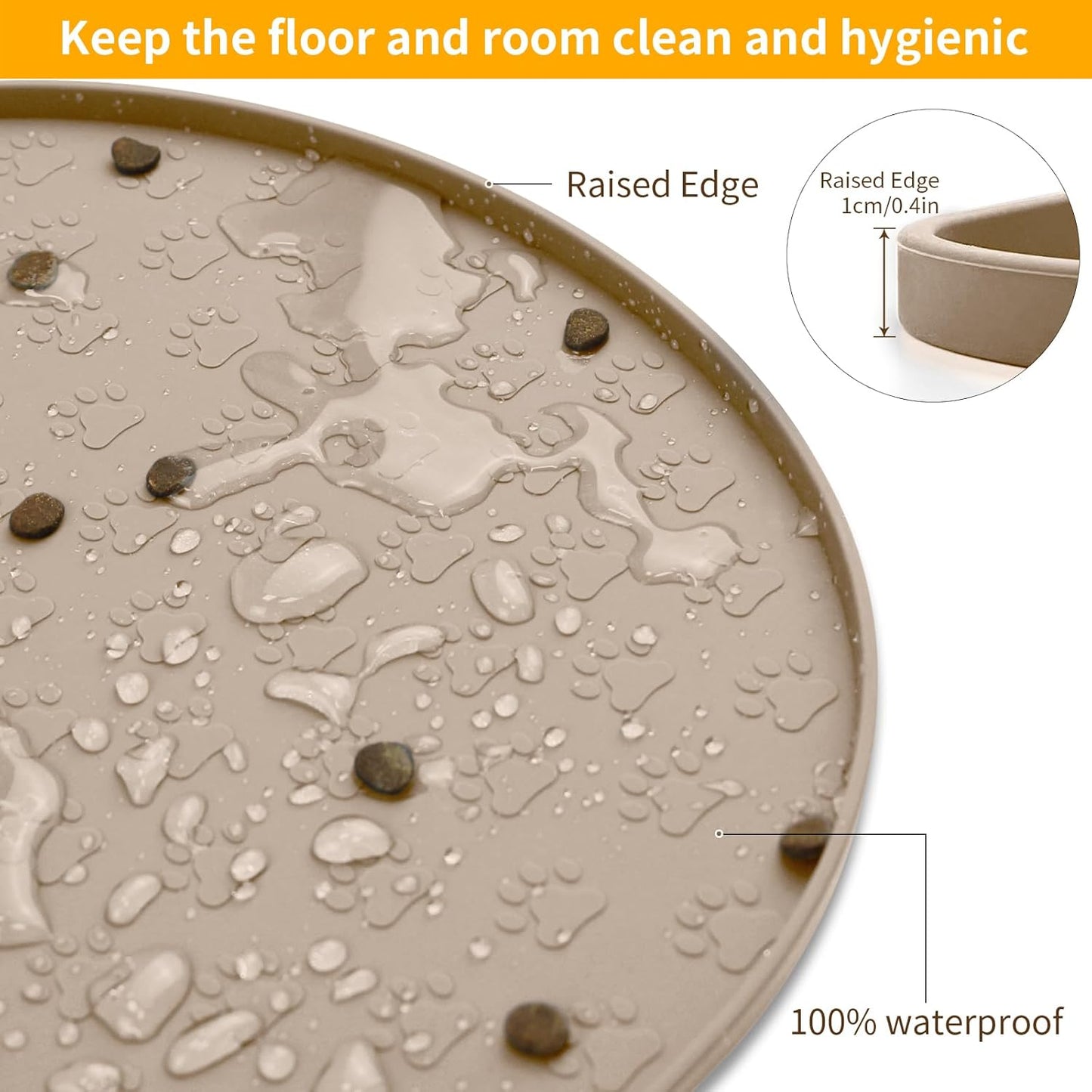 KPWACD Dog Food Mat Anti-Slip Bowl Mats for Food and Water, High-Lips Waterproof Pet Placemat Prevent Messy Spills to Floor, Silicone Puppy Feeding Trays for Large Medium Small Dogs Cats