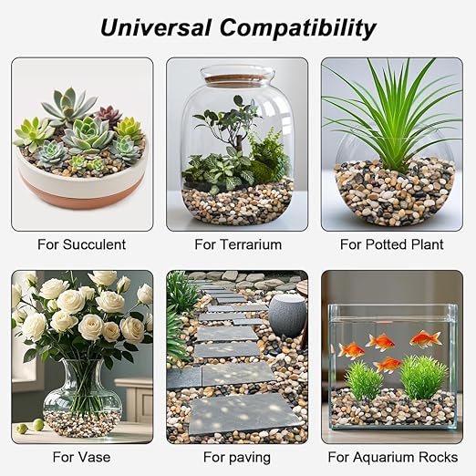 Decorative Rocks for Potted Plants,Virekm River Rocks, Decorative Ornamental Pebbles,Garden Landscaping Stones Gravel Filler for Home Decoration Flower Bed Fish Tank Plants Vases Succulents (5 Pounds)