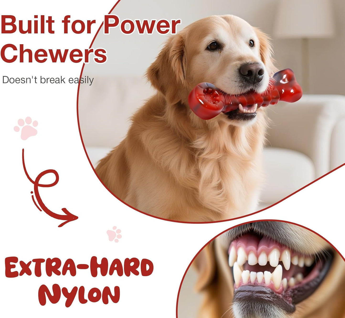 Tough Dog Toys for Aggressive Chewers - Indestructible Chew Toy Bone for Medium & Large Breeds, Keeps Dogs Busy & Cleans Teeth - Bacon Flavored