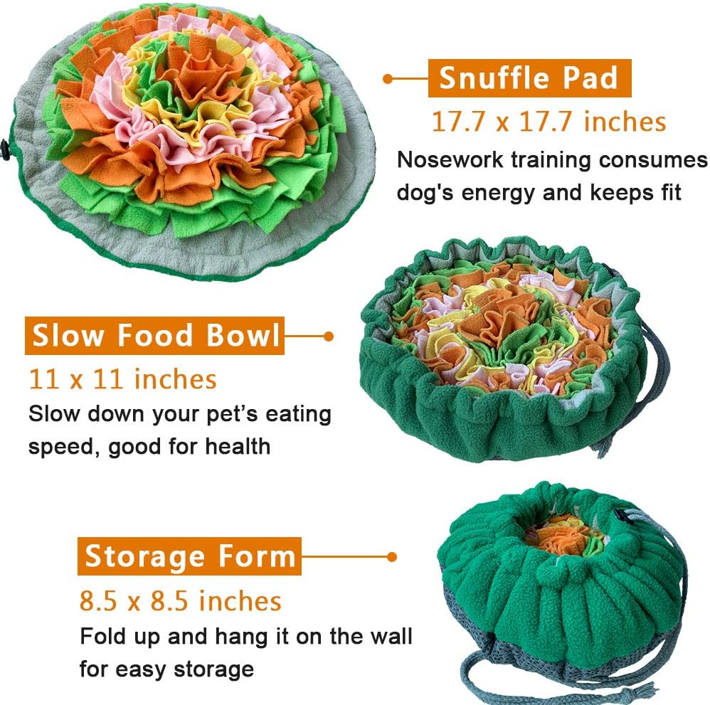 Snuffle Mat for Dogs, Interactive Foraging Puzzle Blanket, Nosework Feeding Bowl Sniffing Pad for Cats Puppies Small Medium Pets