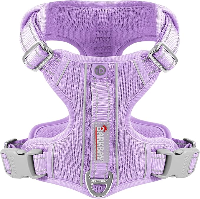 BARKBAY Dog Harness No Pull with ID Tag Pocket - Heavy Duty, Reflective, Easy Control for Large Dogs(Violet Purple,S)