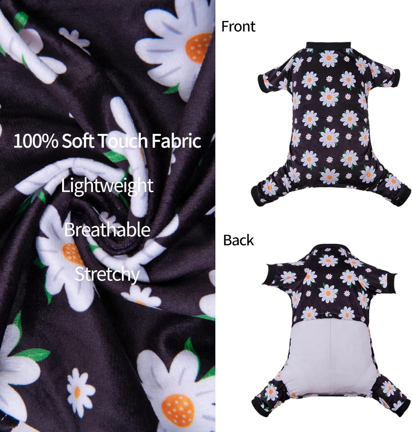 CuteBone Small Dogs Outfit Soft Puppy Onesies Pjs Dog Pajamas Pet Coat Cat Apparel Comfy Doggie Jumpsuit Bodysuit for All Seasons P221L