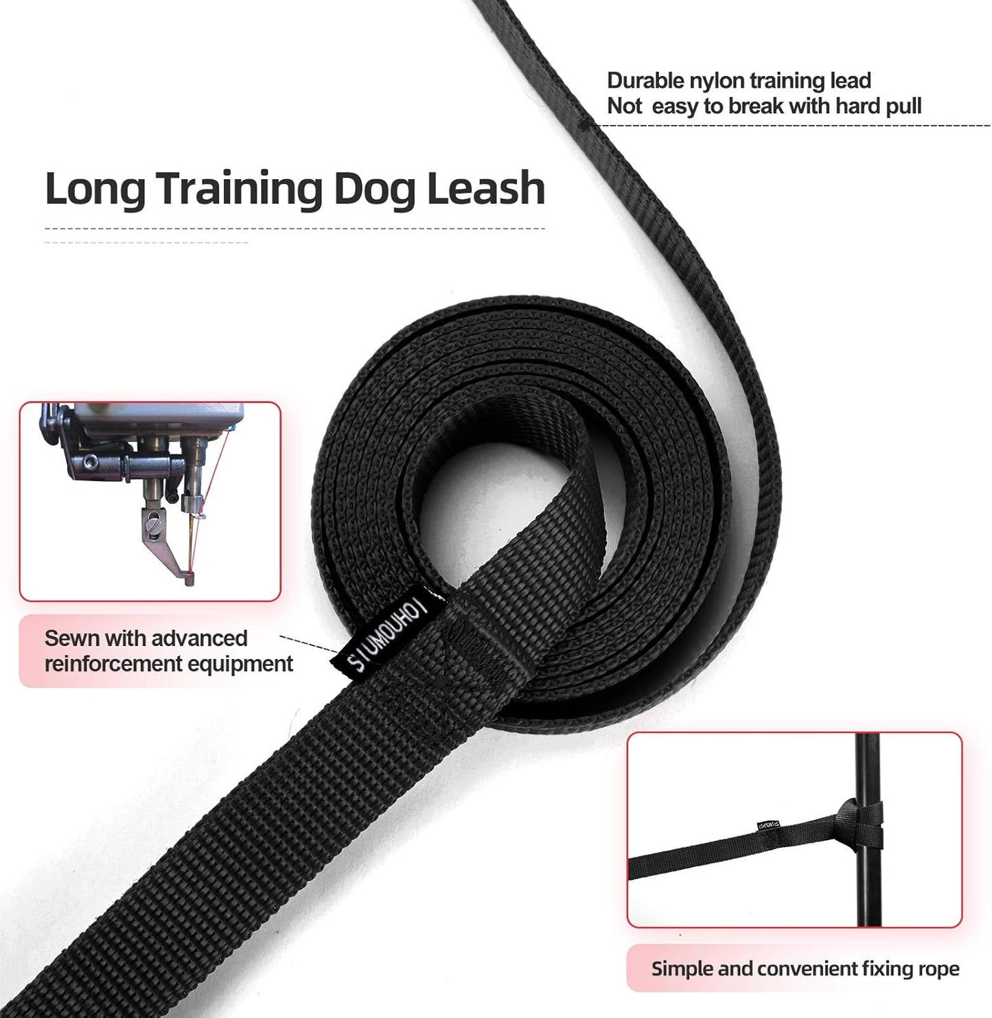 Dog/Puppy Obedience Recall Training Agility Lead - 15ft 20ft 30ft 40ft 50ft Training Leash - Great for Play, Camping, or Backyard - Black 30ft (30Feet, Black)