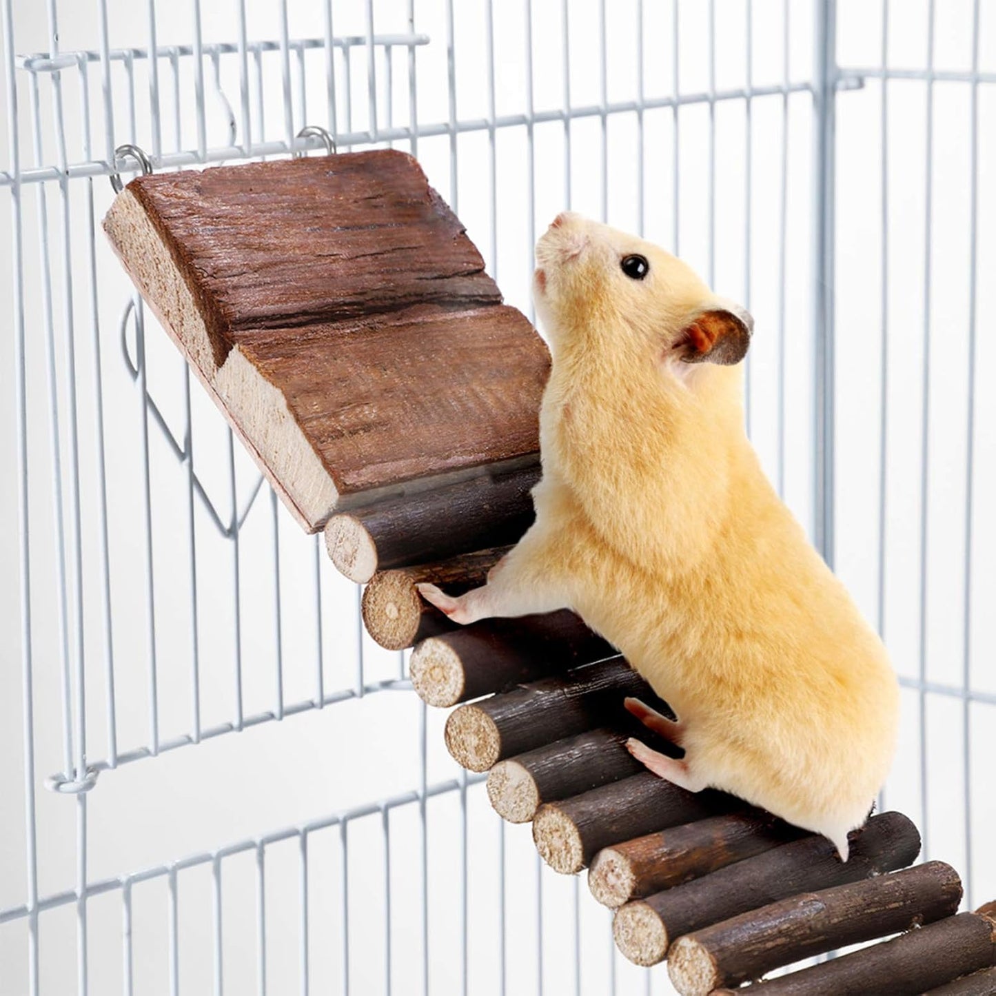 Hamiledyi Hamster Suspension Bridge Rat Long Bendy Bridge Wooden Climbing Ladder Cage Accessories for Syrian Hamster Gerbil Mouse Rat(21.6x2.7 inch(L*W))