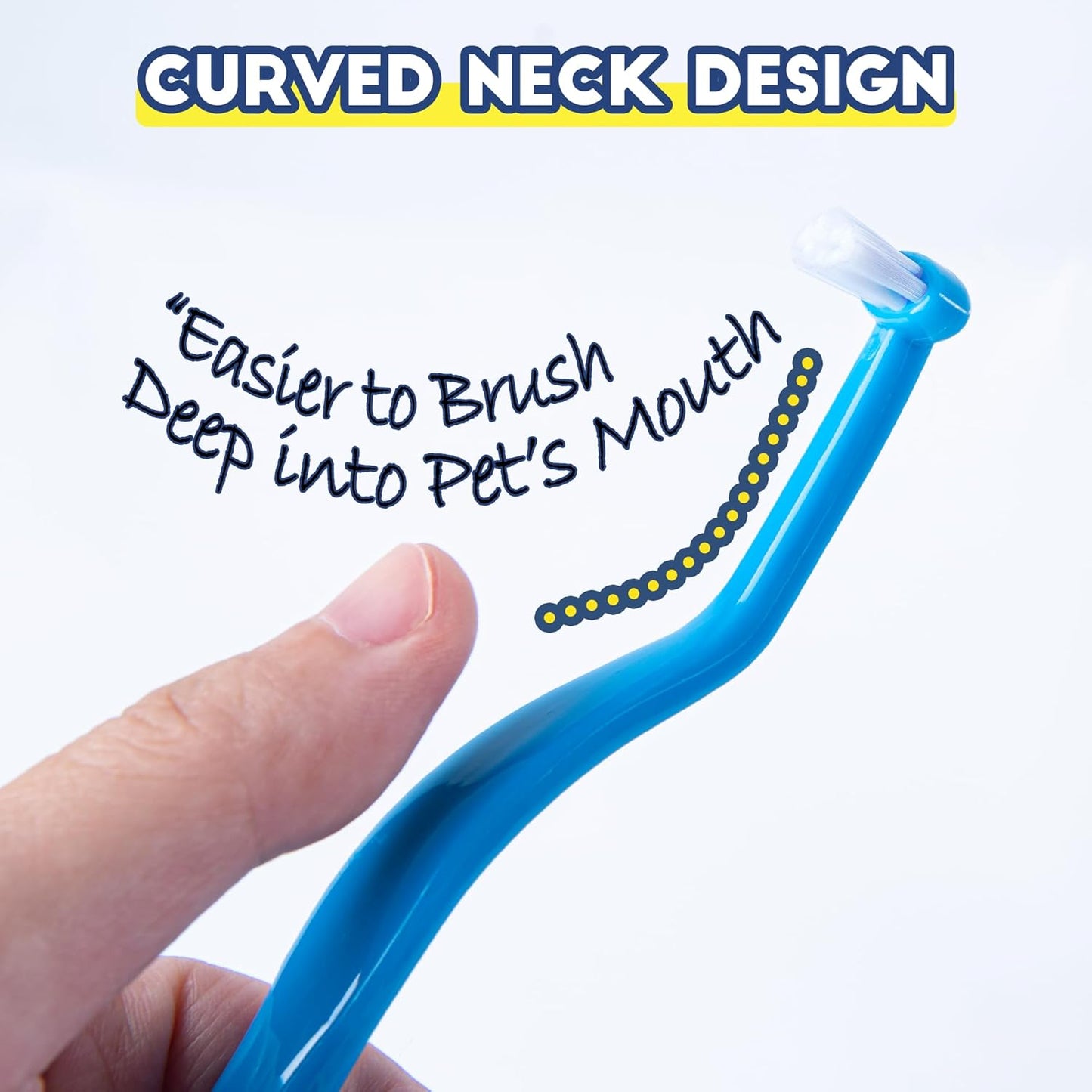 Small Dog Toothbrush, Cat & Puppy Tooth Brushing Kit, Mini Head Teeth Brush for Kitten & Tiny Pet, Doggy Toothbrushes Deep Dental Cleaning, 2 PCS - Blue