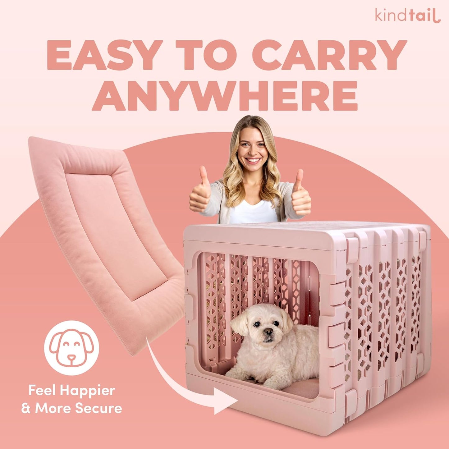 KindTail Dog Crate Pad - Soft Velvet, Reversible Bed - Machine Washable Kennel Mat for Pets up to 15 lbs, Mattress for Cozy Sleeping - 20” x 15” x 1” (Dark Grey, Small)