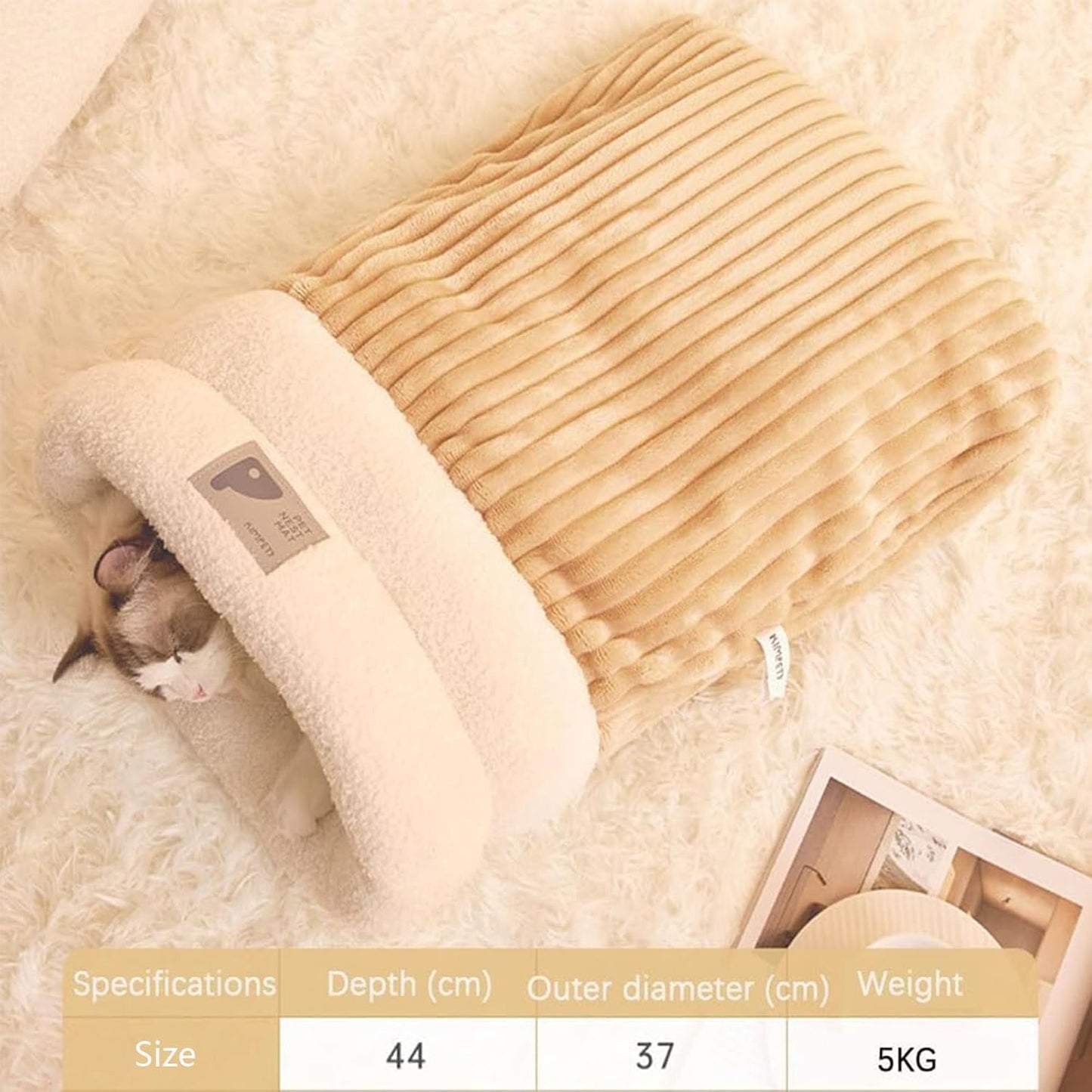 Cozy Cat Winter Bed Cave - Warm, Soft, Fluffy, Washable, Indoor Cat Sleeping Bag