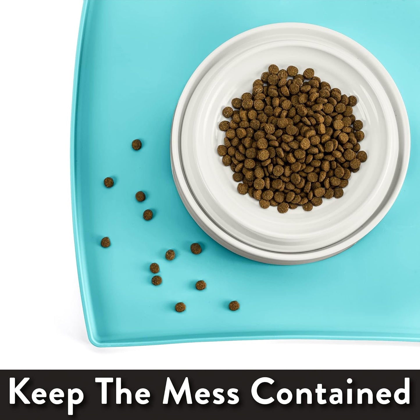 CatGuru Cat Food Mat, Small & Large Pet Feeding Mat, 100% Waterproof Cat Placemat for Food and Water, Non-Slip Silicone Mats for Cats Bowls or Water Fountain (Large, Aruba)