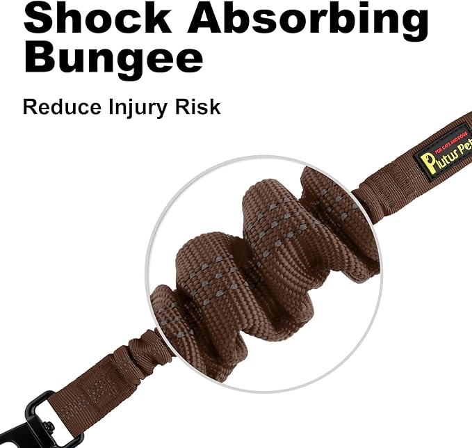 Plutus Pet Dog Seat Belt for Car, Adjustable Dog Car Harness with Carabiner Clip, Reflective Safety Dog Seatbelt Leash with Elastic Bungee, Chocolate