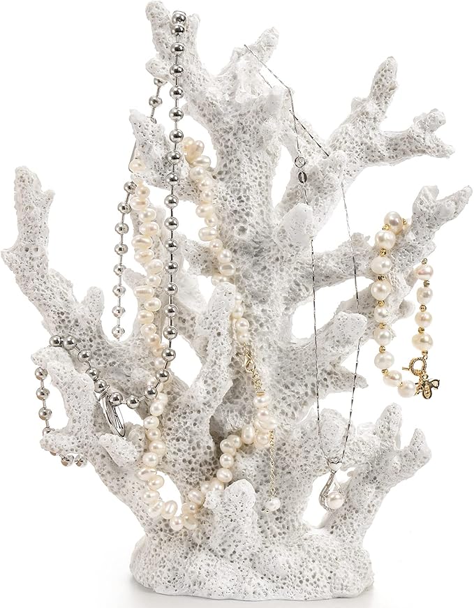 TOPZEA Artificial Coral Ornament, Resin Faux White Coral Reef Aquarium Decor Decorative Sea Stony Corals Realistic Underwater Aquatic Plant for Fish Tank Decoration, Bathroom, Living Room
