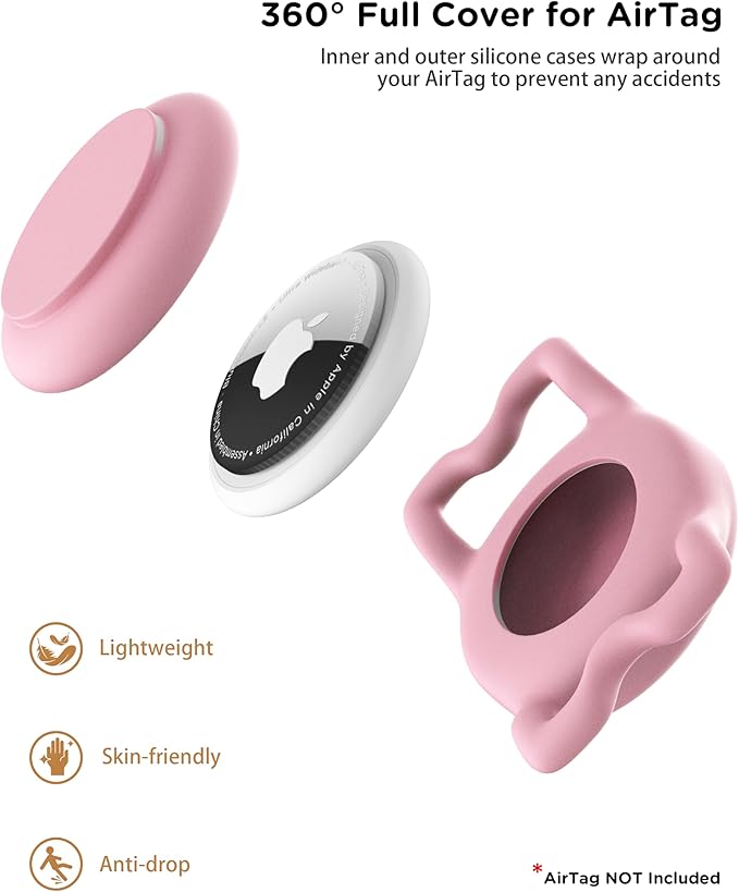 Dog Collar with Waterproof AirTag Holder & Anti-Lost QR Code, Cute Bling Warpping Adjustable Width for Small Medium Large Pet (Red, L)