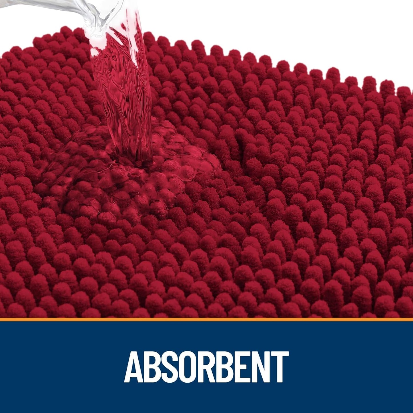 OLANLY Dog Door Mat for Muddy Paws 47x24, Absorbs Moisture and Dirt, Absorbent Non-Slip Washable Doormat, Quick Dry Chenille Mud Mat for Dogs, Entry Indoor Entryway Carpet for Inside Floor, Red