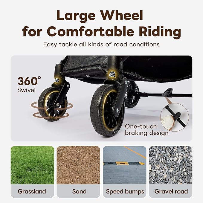 【One-Pull Open Ver.】 PETTENA One-Touch Foldable Dog Stroller for Small Dogs Cats up to 44 Lbs, Cat Stroller for 2 Cats, Large Space, Black