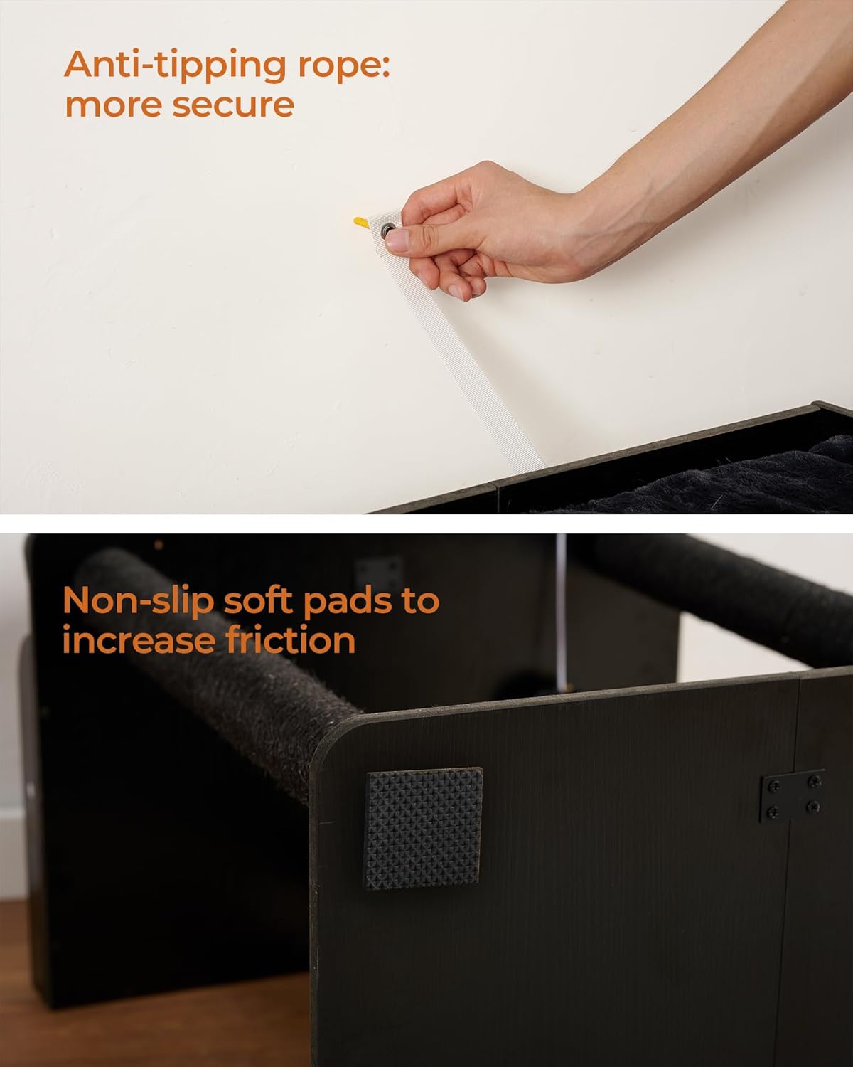 FourFurPets 26.7in Cat Tree Tower Condo, Cat Scratch Posts for Indoor Cats, Big Plate, Three 23.6in Full Sisal Scratching Posts, Black