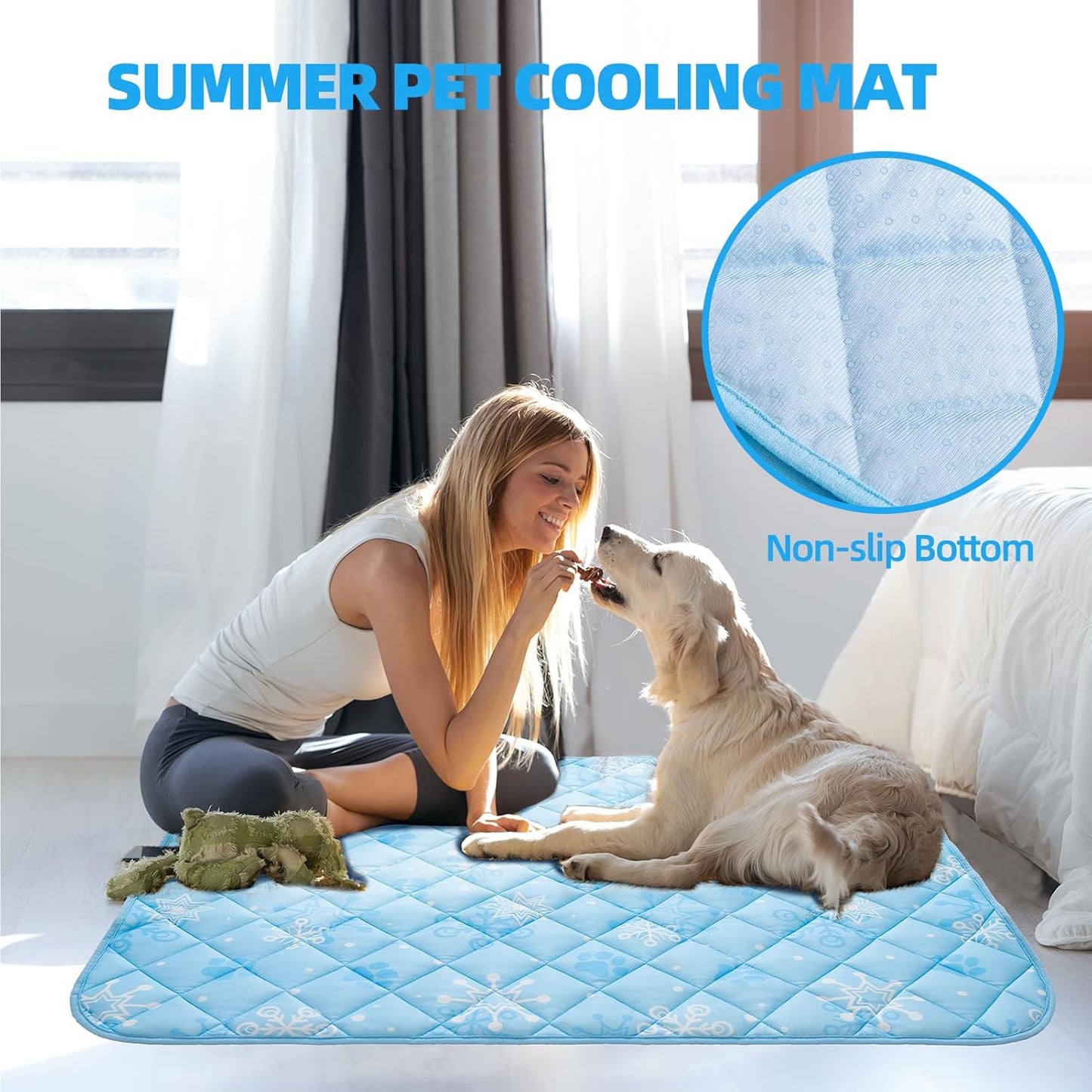 Homimp Dog Cooling Mat,27.5" x 38.5" Thicken Self-Cooling Mat for Dog Large,Internal Waterproof& Endothermic,Washable Pet Ice Cool Pad Blanket,Pet Sleeping Pad for Indoor Outdoor in Summer, Non-Toxic