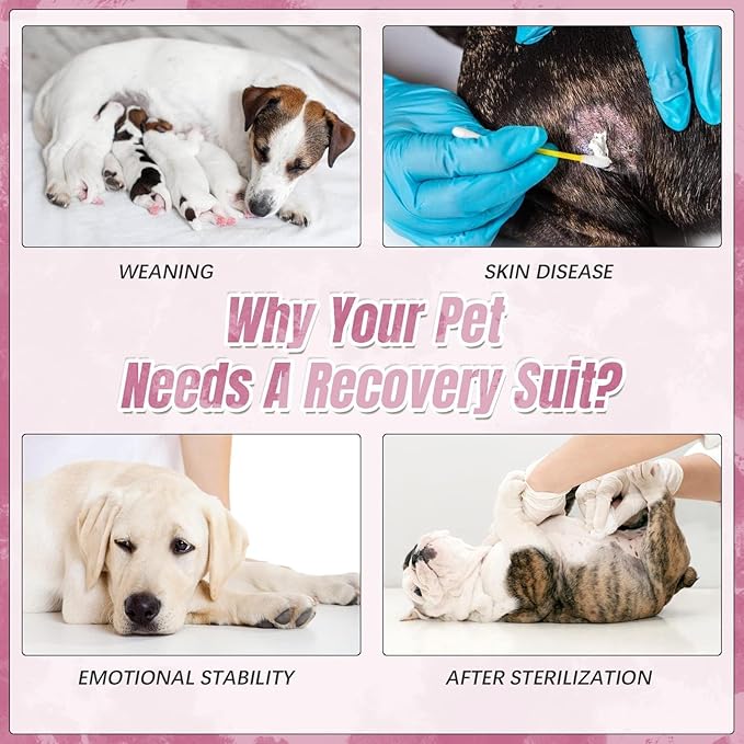 Kuoser Dog Surgery Recovery Suit, Anti Licking Pet Surgical Suit for Dogs Male Neuter, Female Dog Surgery Suit for Spay Subsititute E-Collar Cone, Dogs Body Suits After Surgery Pink Tie Dye XS