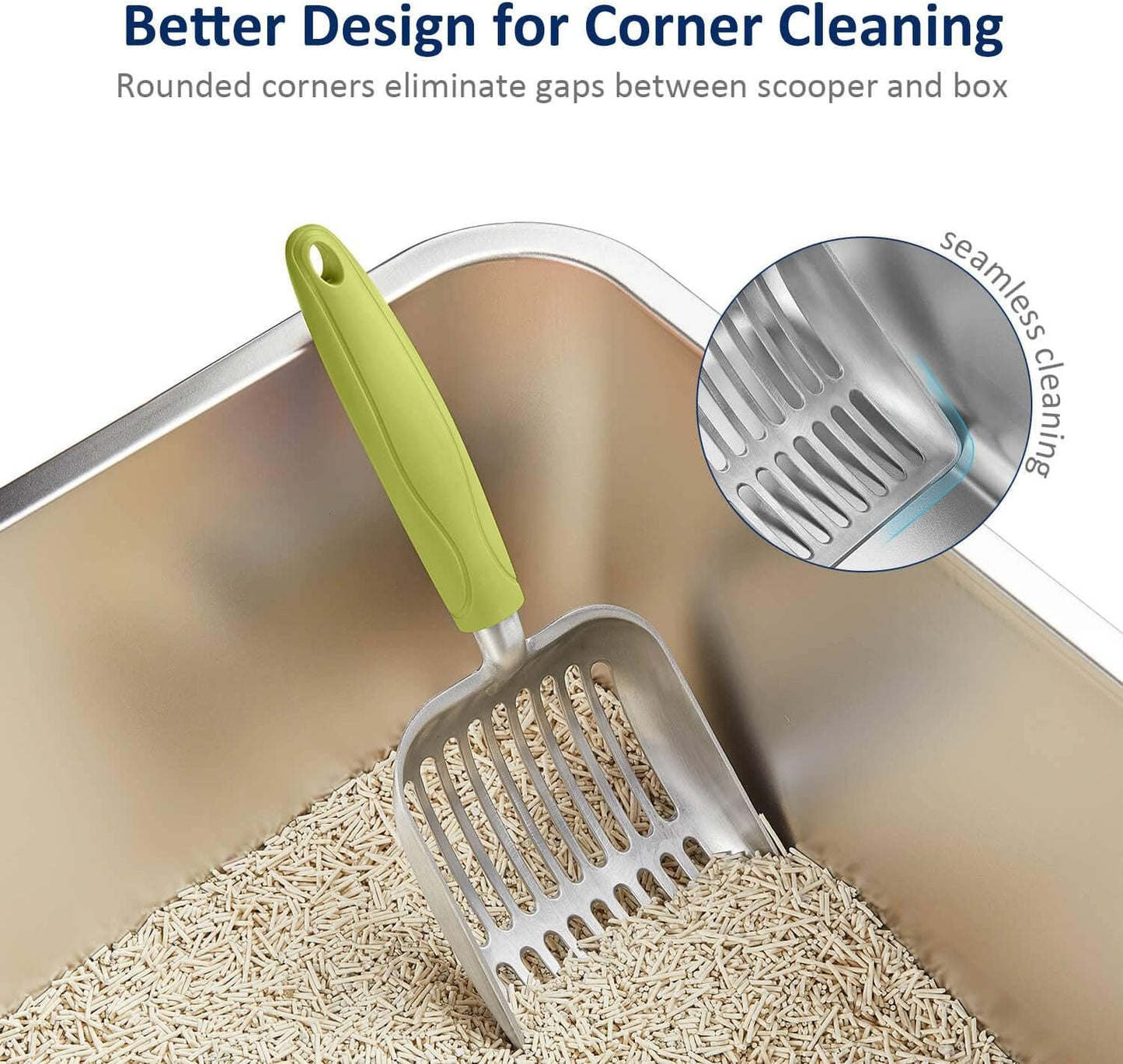 WePet Cat Litter Scoop, Aluminum Alloy Sifter, Kitty Metal Scooper, Deep Shovel, Long Handle, Poop Sifting, Kitten Pooper Lifter, Durable, Heavy Duty, for Litter Box