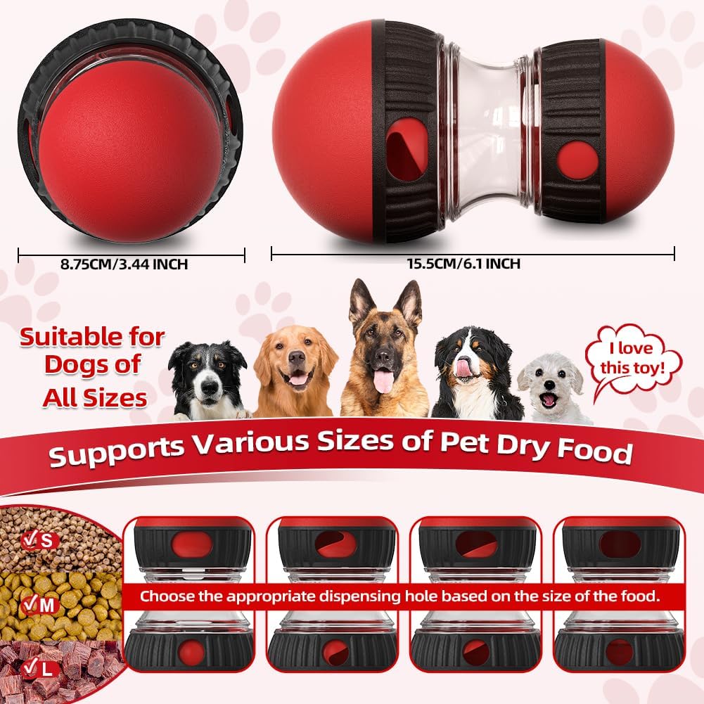 Interactive Dog Puzzle Toys, Brain Stimulation Rolling Treat Dispenser Ball & Slow Feeder Combo for Dogs to Keep Them Engaged and Busy