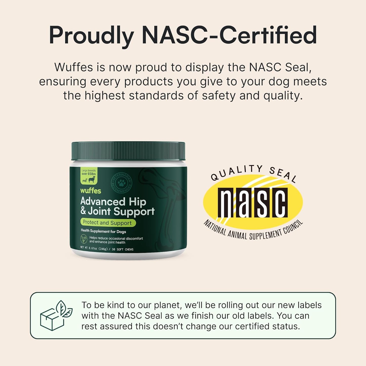 Wuffes Chewable Dog Hip & Joint Supplement - Glucosamine & Chondroitin Chews - Dog Joint Supplements & Vitamins - Extended Joint Care (Large Breed (Over 65 lbs), 60 Chews (Pack of 2))