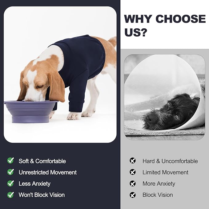 IDOMIK Dog Recovery Suit, Dog Surgery Recovery Suit Front Legs, Comfy Joint Leg Sleeves After Surgery, Elbow Braces Protector for Leg Injuries & Joint Pain, Cone Collar Alternatives,Navy,3XL