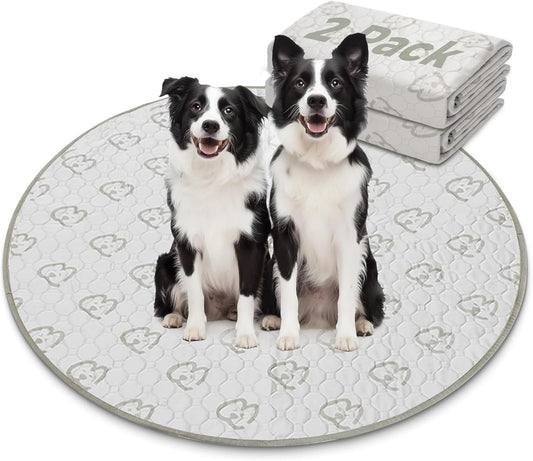 FXW Washable Pee Pads for Dogs, Puppy Pads with Super Absorbent, Specifically Designed for Whelping Box, 47" Round, Khaki, 2 Packs