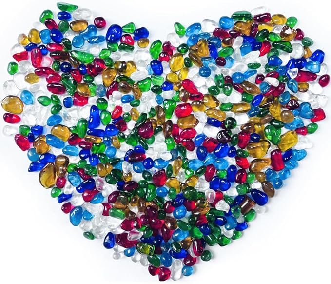 0.88LB Colorful Fish Tank Gravel Aquarium Glass Stones Sea Glass Pebbles Aquarium Gravel Rocks Fish Tank Rocks, Beads Pebbles Rock Sand Glass Gems Stones for Vase Filler Fish Turtle Tank Decoration