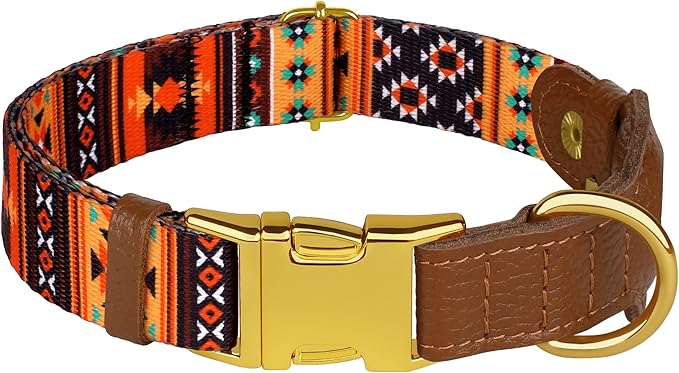 AirTag Dog Collar for Small Medium Large Breed - Adjustable Cute Pattern Dog Collar with Airtag Holder - Soft Leather Tracker GPS Apple Air Tag Pet Collars (X-Large, 20"-25" Neck Fit, Western)