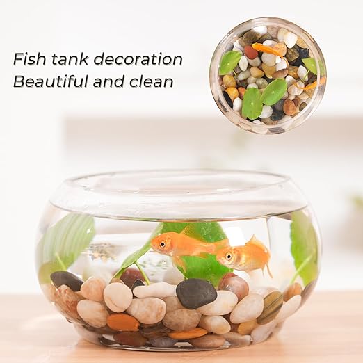 SIDONG 10 LB Mixed River Rocks, 0.3-0.5 Inches High Polished Pebbles for Indoor Plants, Aquarium Rocks Used in Fish Tank, Decorative Stones for Plants, Vases, Home Décor, Crafting, Garden Landscaping