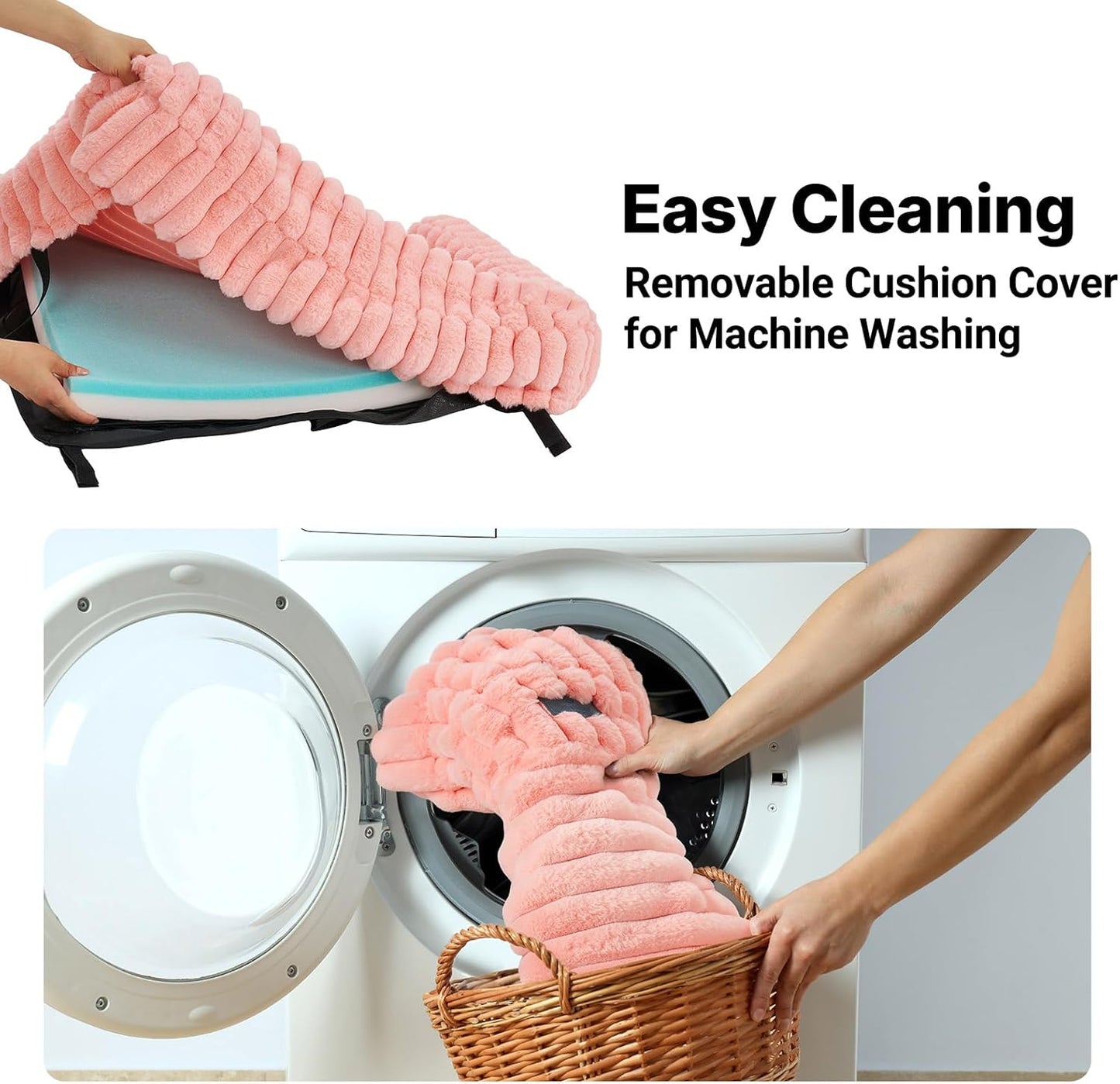 Veehoo Elevated Dog Bed with Bolster Cushion, Fluffy Plush Dog Couch Beds for Small Dogs, Cats, Washable Raised Pet Cot with Non-Slip Feet for Indoor or Patios Use, 36 x 28 Inches, Pink