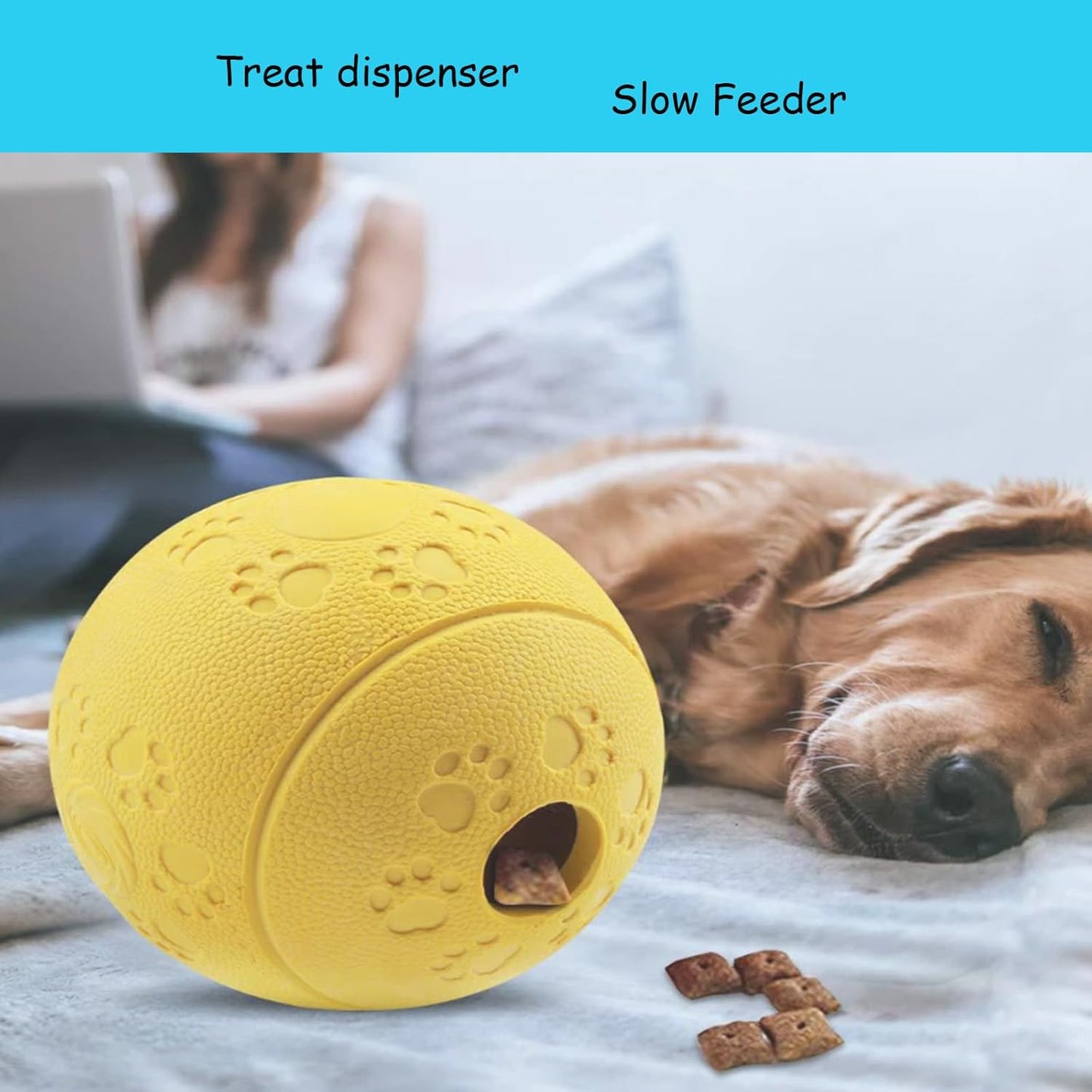 Dog Puzzle Toy, Treat and Dental Balls, Interactive Treat Dispensing Toy for Dogs, Durable Puppy Toys for Teething Small Dogs, Rubber Teeth Balls, Slow Feeder,2 Pack (Small)