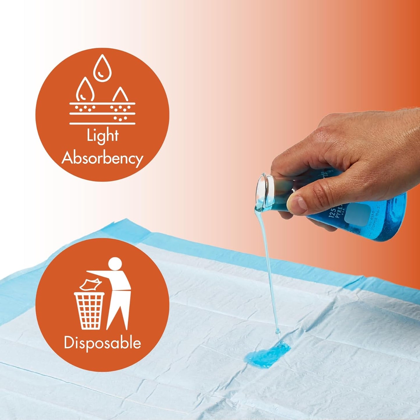 Caring Disposable Underpads 30 x 30 in, Light Absorbency Bed Pads, Chucks Pads, Puppy Pads, Baby Changing Pads, Incontinence Underpads for Adults, Pets, Babies, 10 Count Pack