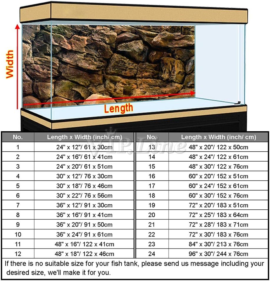 Rock Wall Aquarium Background Poster PVC Fish Tank Decor Landscape 24 36 48 72 (84" x 30"/ 213 x 76cm)