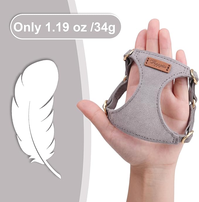 Puppytie No Pull xs Dog Harness with Multifunction Dog Leash,Soft Adjustable No Choke Escape Proof Pet Harness Vest,Silver Grey,XS