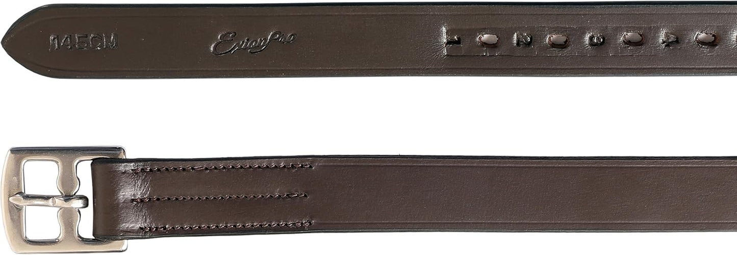 Exion Pre-Stretched Leather Stirrup Leathers for English Saddles | Premium Vegetable-Tanned Non-Stretch Stirrups for Jumping, Dressage & Schooling | 18-Hole Numbered Adjustment & SS Buckles