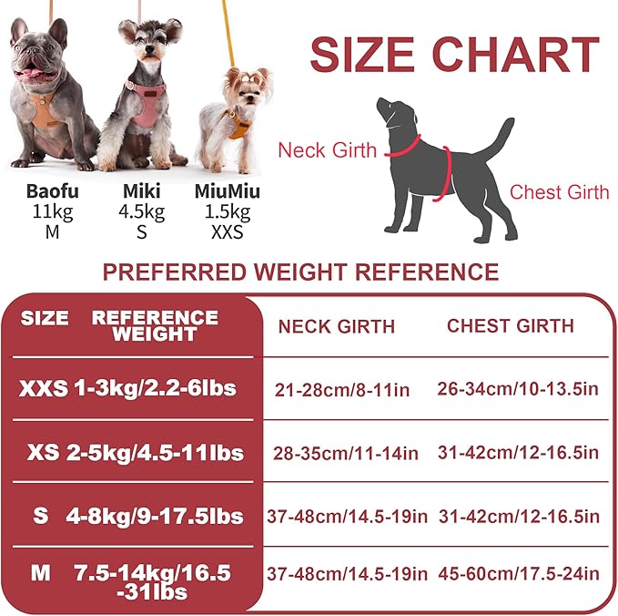 Puppytie No Pull Dog Harness with Multifunction Dog Leash,Soft Adjustable No Choke Escape Proof Pet Harness Vest for Medium Dogs or Large Dogs,red Hawthorn,M
