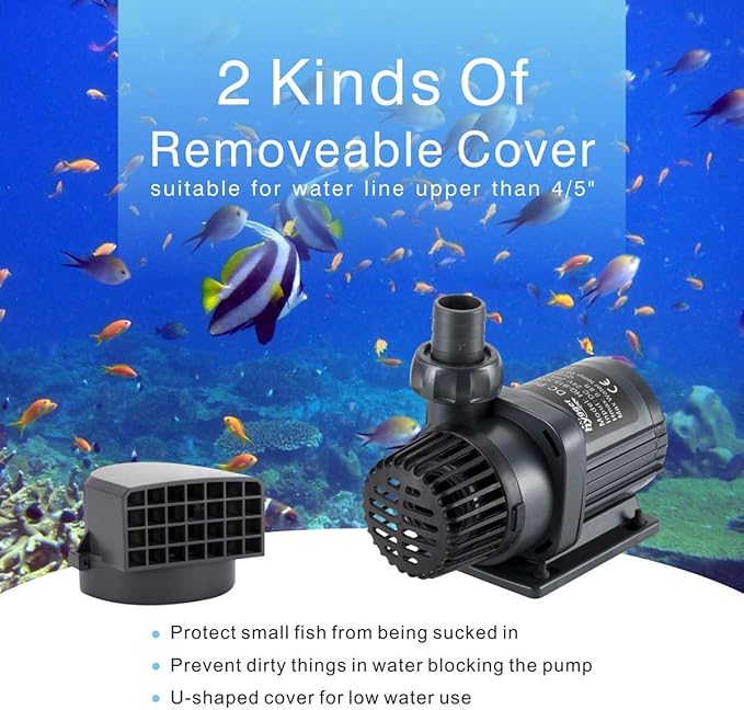 Hygger 24V DC Water Pump with LCD Display Controller - Inline/Submersible Saltwater Aquarium Return Pump for Coral Reef Tank Sump - 2120 GPH