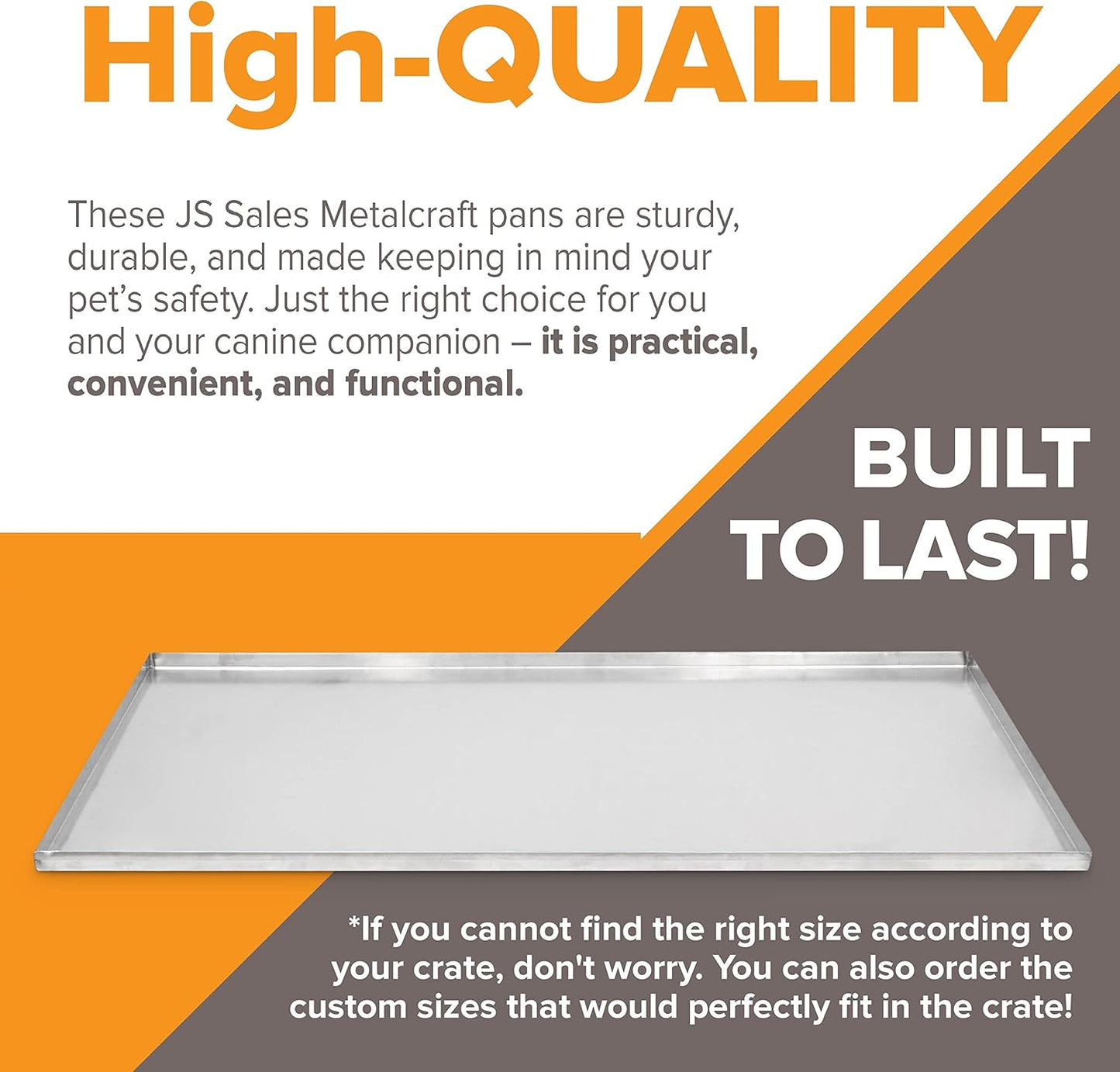 23.5" x 17.5" Metal Replacement Dog Crate Pan Chew Proof Crack Proof Pet Kennel Tray Central Dog Training Crate Pan Pet Supplies, Stainless Steel, 1" H