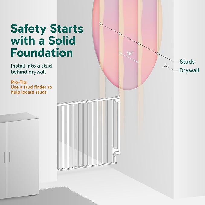 Cumbor 29.2-43" No Bottom Bar Baby Gate for Stairs, 2-in-1 Hardware Mounted Dog Gate Indoor, Wide Pet Gates for Doorway with Large Walk Thru Door, Child-Proof Gate for Top & Bottom of Stairs(Black)