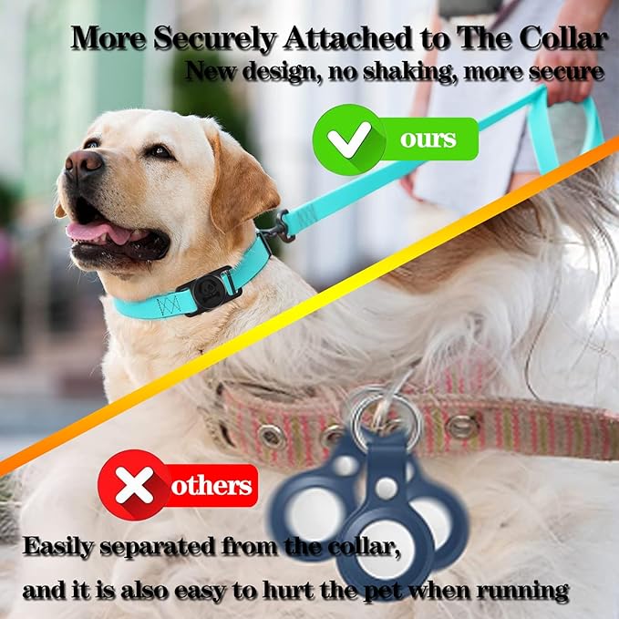 2 Pack Waterproof AirTag Dog Collar Holder Compatible with Apple AirTag, Silicone Hidden Loop Holder for Airtag Tracker, Anti-Lost Dog Collar Air Tag Accessories(Black,White)
