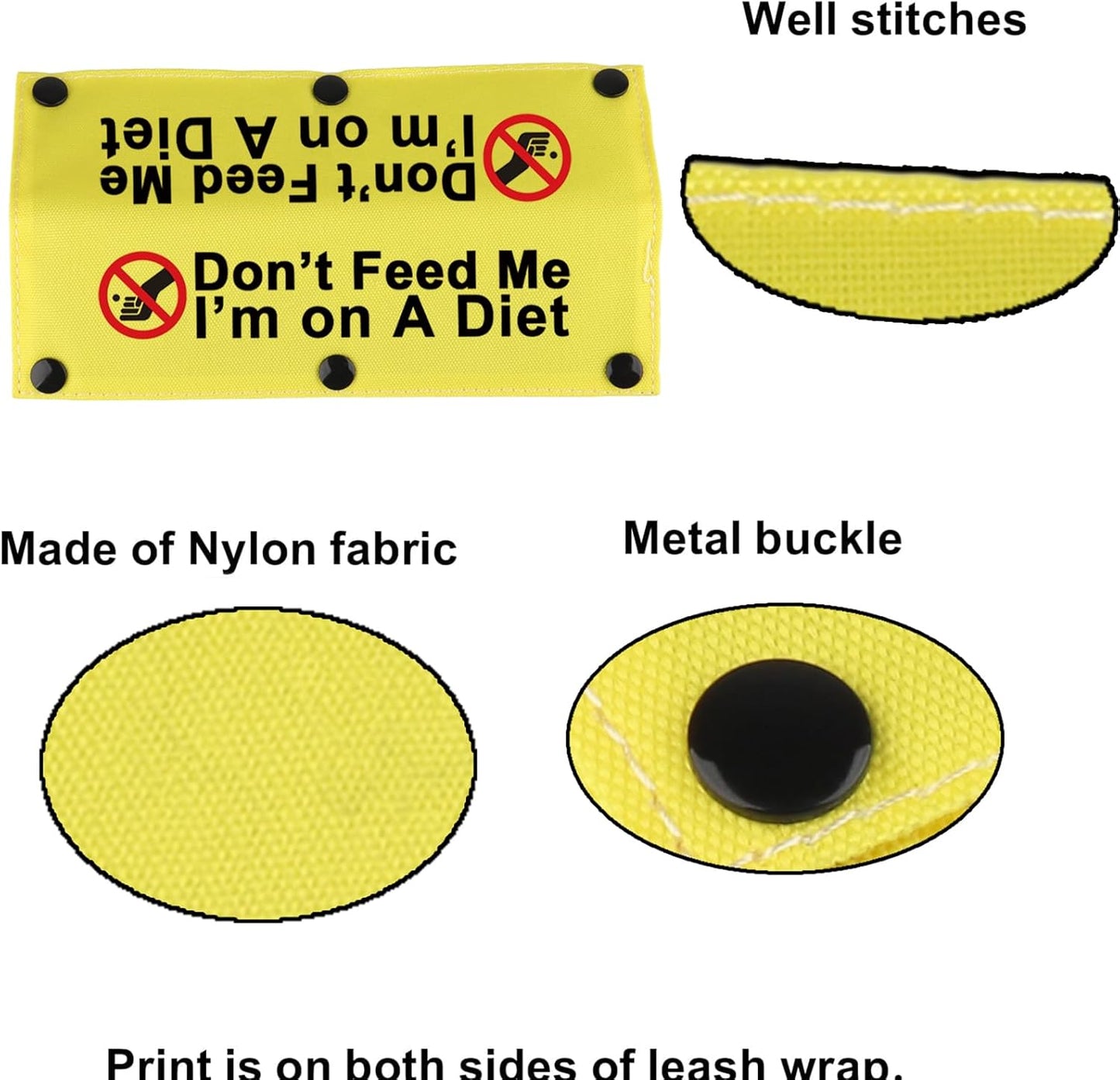 Funny Dog Leash Sleeve Don’t Feed Me I’M On A Diet Dog Leash Wrap Sleeve Alert Tag Pet Birthday Gift (Don’T Feed Me-YE Sleeve)