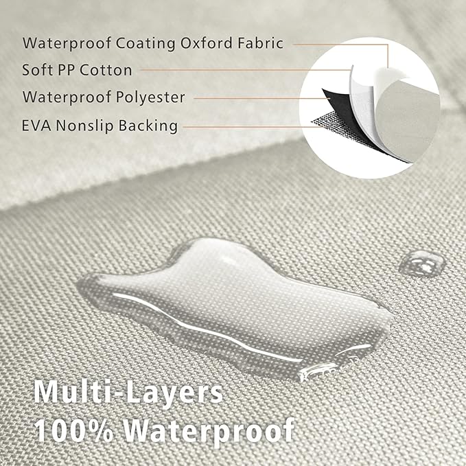 F-color SUV Cargo Liner for Dogs, Water Resistant Pet Cargo Cover Dog Seat Cover Mat for SUVs Sedans Vans with Bumper Flap Protector, Non-Slip, Large Size Universal Fit, Beige