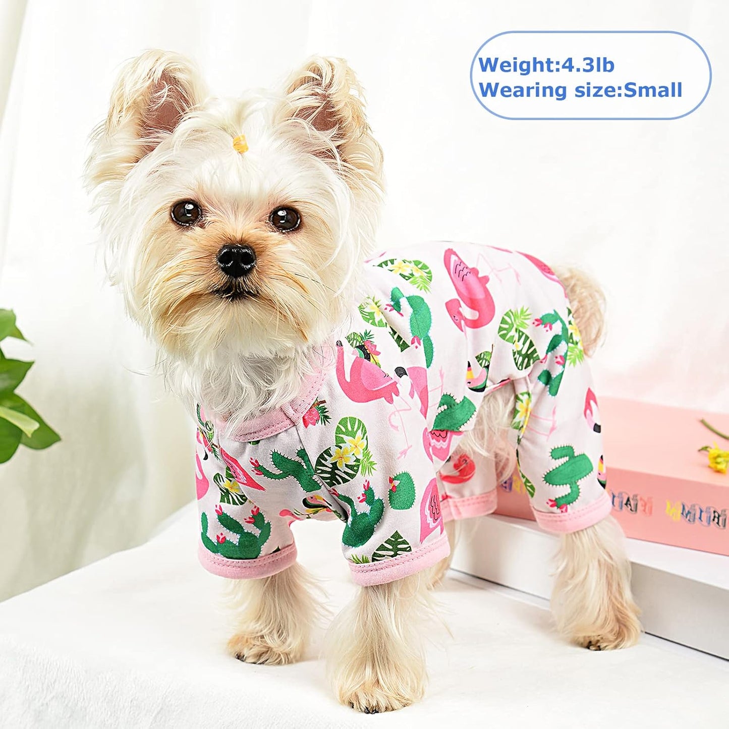 Dog Pajamas Pjs Summer Dog Clothes for Small Dogs Girl - Boy - Medium Size Dogs, Soft Stretchy Puppy Clothes Fall Doggie Onesies Cat Pet Jammies Outfit Flamingo Pink
