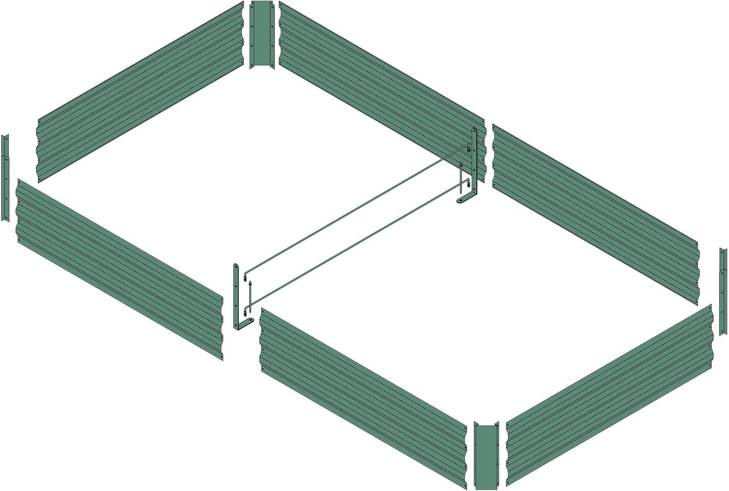 8x4x1ft Metal Raised Garden Bed Kit，Galvanized Garden Bed Box for Vegetables, Flowers, Herbs, and Succulents,240 Gallon Capacity - Green