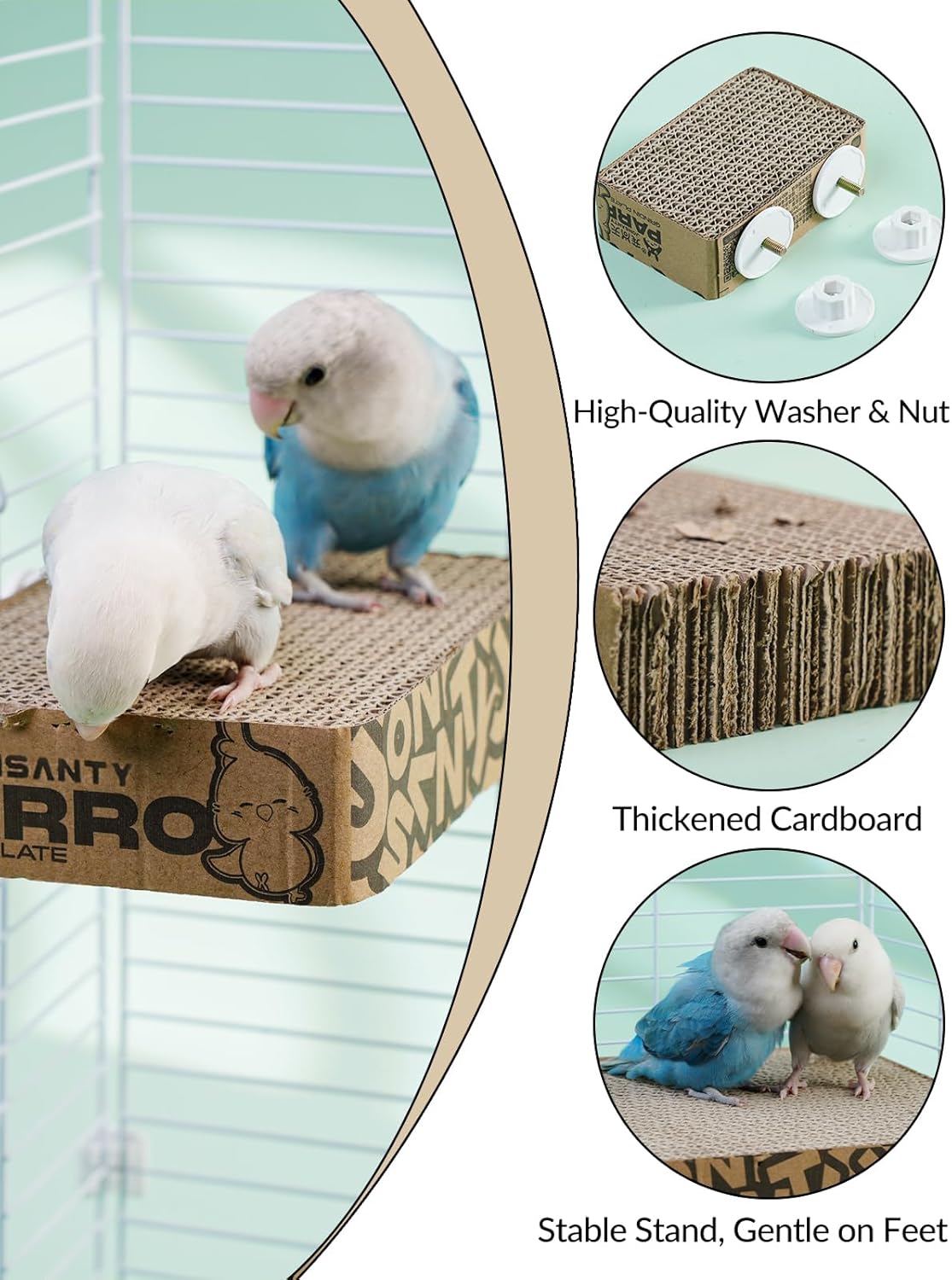 12.3 Inch Paper Bird Toys, Bird Platform, Parrot Toy, Help Birds Clean Beak, Release Stress, Reduce Boredom - Suitable for Budgie, Cockatiel, Lovebird, and Other Small to Medium-Sized Pet Birds